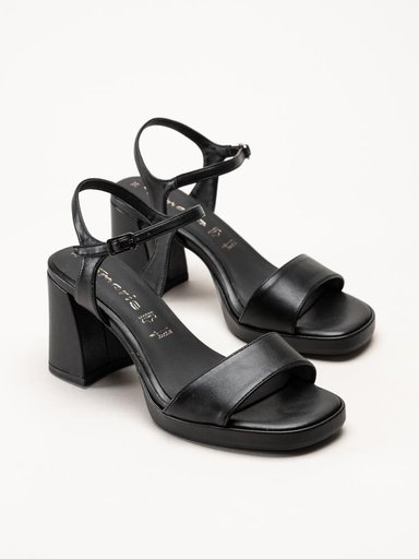 Tamaris - Svarta platåsandaletter i mjuk syntet