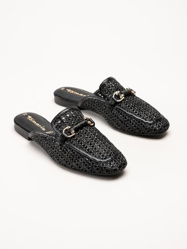 Tamaris - Svarta slip in loafers med dekorativt spänne
