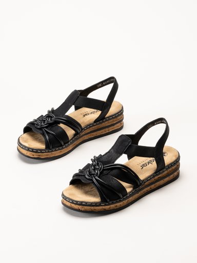 Rieker - Svarta remsandaletter