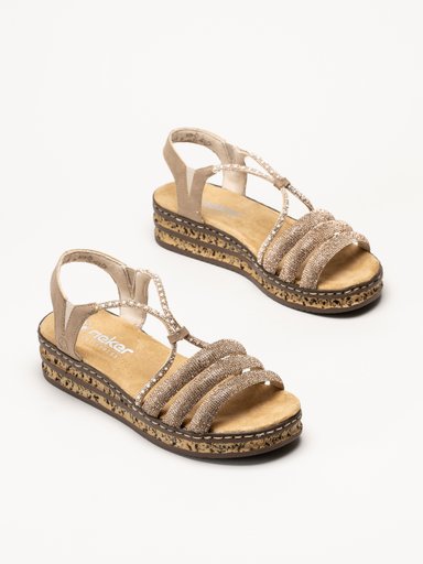 Rieker - Guldfärgade sandaletter