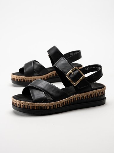 Rieker - Svarta platåsandaler