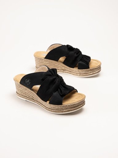 Rieker - Svarta sandaletter med kilklack