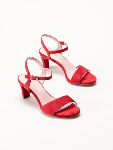 Tamaris - Röda sandaletter i textil
