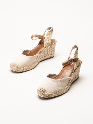 Tamaris - Beige espadrillos med kilklack