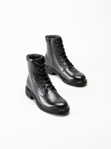 Ecco - Metro Vienna Lace Boot - Svarta kängor i skinn