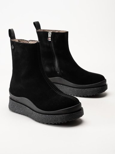 Canada Snow - Mount Meer - Svarta fårskinnsfodrade boots i mocka