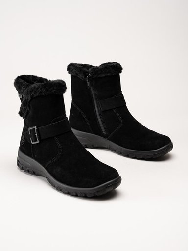 Rieker - Svarta varmfodrade kängor i mocka
