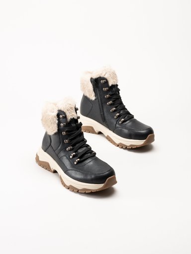 Rieker - Svarta fodrade kängor i skinn