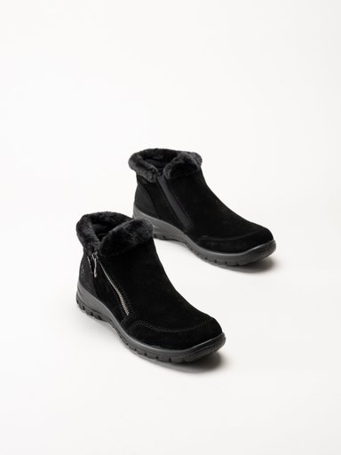 Rieker - Svarta fodrade boots i mocka