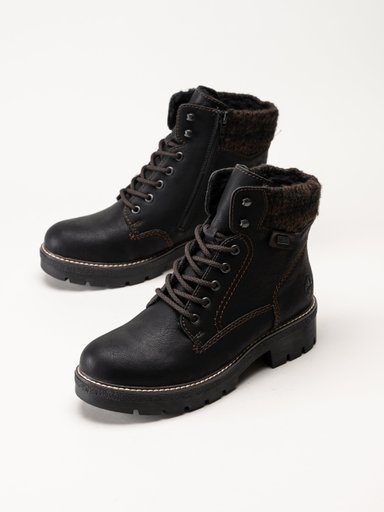 Rieker - Svarta fodrade kängor