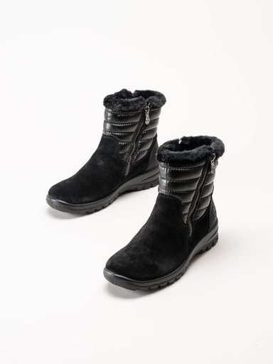 Rieker - Svarta fodrade boots i mocka