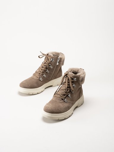 Caprice - Beige kängor i mocka