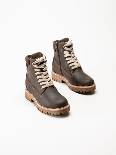 Tamaris - Mörkbruna fodrade kängor i skinn