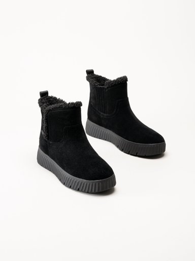 Tamaris Comfort - Svarta step-in boots i mocka