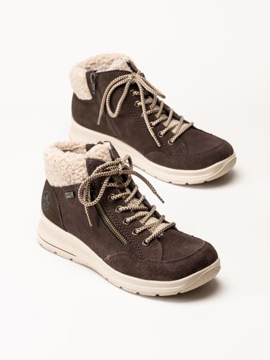 Rieker - Mörkbruna fodrade sneakers