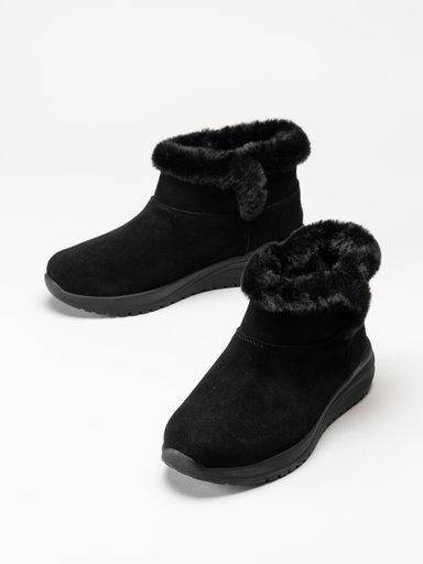 Svarta ankelboots med pälskanter