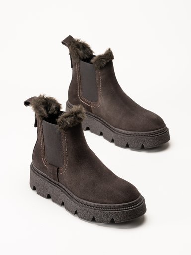 Tamaris - Mörkbruna fodrade mockaboots