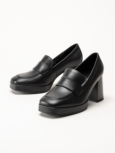 Gabor - Svarta högklackade loafers i skinn