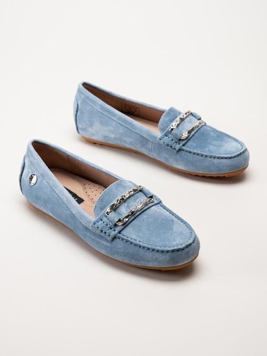 Novita - Parma - Ljusblå loafers med silverfärgat spänne