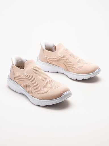 Rieker - Ljusrosa slip on skor i textil