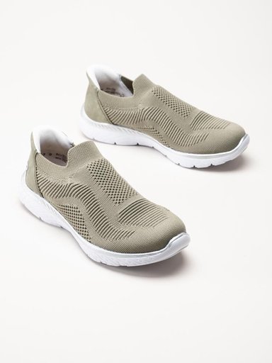 Rieker - Gröna slip on skor i textil