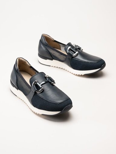 Caprice - Mörkblå loafers i skinn