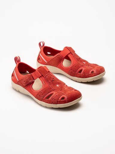 Axelda - Cleveland - Röda sandalskor i mocka och textil