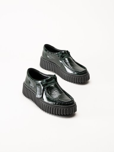 Clarks - Torhill Bee - Gröna snörskor i lack