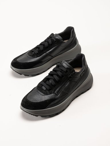 Legero - T4 Run - Svarta sportiga promenadskor i skinn