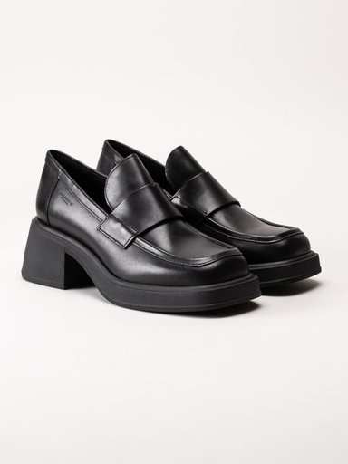 Vagabond - Dorah - Svarta skinnloafers med klack