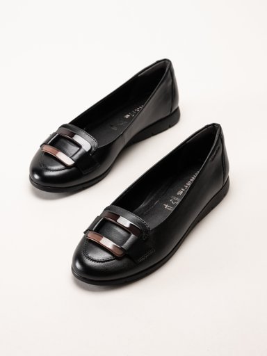 Tamaris - Svarta ballerina med dekorativt spänne