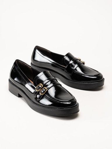 Svarta loafers i polidosyntet