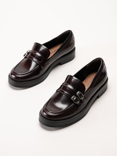 Tamaris - Vinröda loafers i polidosyntet