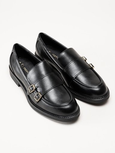 Marco Tozzi - Svarta loafers i skinnimitation