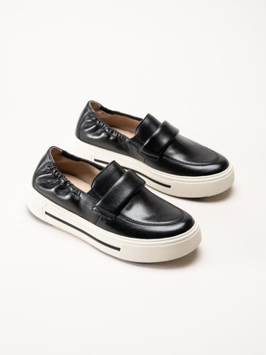 Caprice - Svarta loafers i skinn