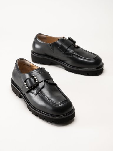 Unisa - Svarta loafers i skinn