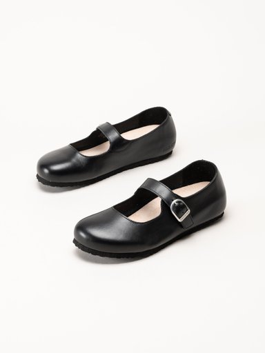 Birkenstock - Santa Clarita - Svarta ballerinaskor i skinn