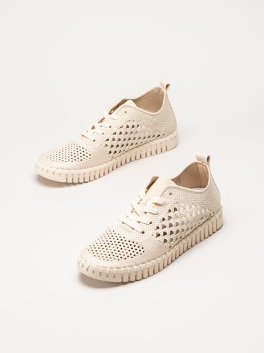 Ilse Jacobsen - Tulip Embroidery - Offwhite perforerade sneakers
