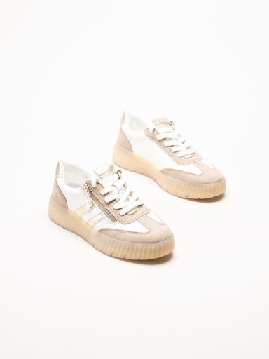 Tamaris Comfort - Beige sneakers i skinn och mocka