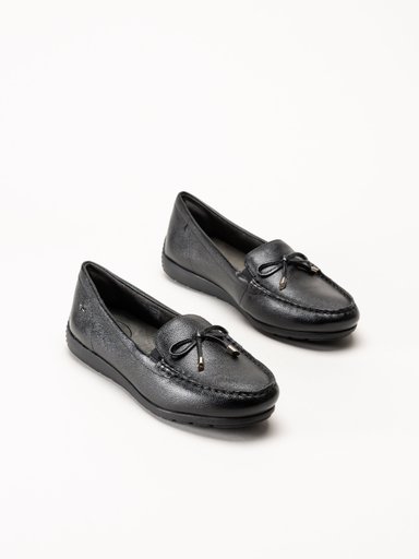 Tamaris Comfort - Svarta loafers i skinn