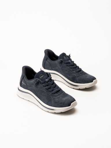 Tamaris Comfort - Mörkblå sneakers i skinnimitation