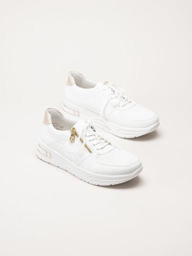 Rieker - Vita sneakers i skinnimitation