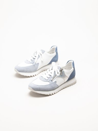 Rieker - Ljusblå sneakers i mocka och skinn
