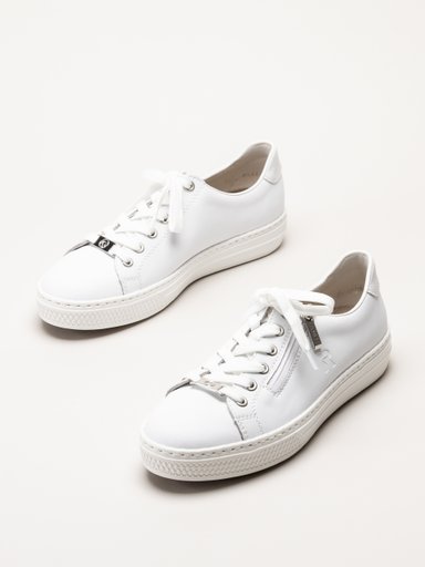 Rieker - Vita sneakers i skinn