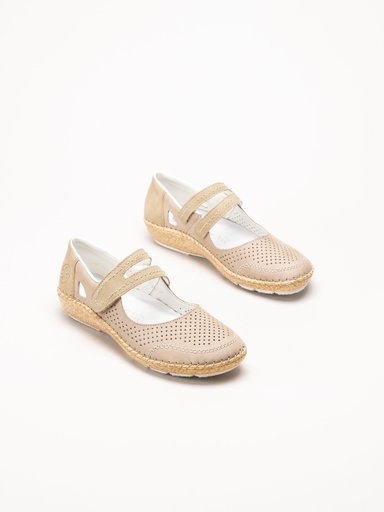 Rieker - Beige ballerinasko med sleif