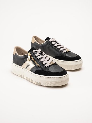 Rieker - Svarta platåsneakers i skinn