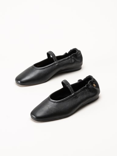 Tommy Hilfiger - Leather Ellastic - Svarta ballerinaskor i skinn