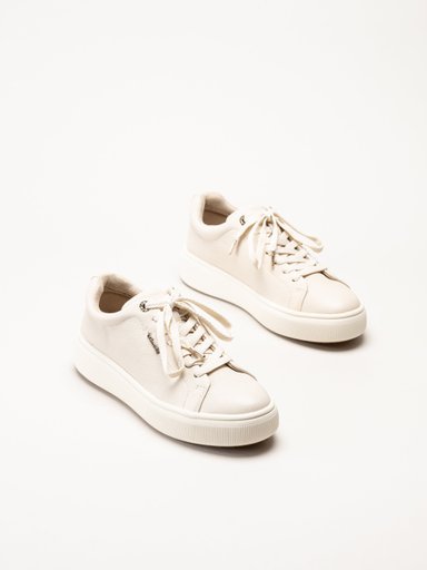 Tamaris - Beige sneakers i skinn