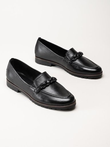 Tamaris - Svarta pennyloafers i skinn