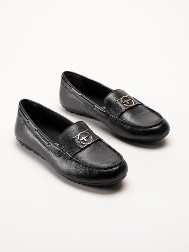 Tamaris - Svarta loafers i skinn